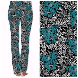Teal Pitbull yoga pants